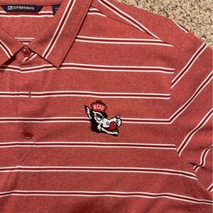 Men's Cutter & Buck Red & White NC State Wolfpack Slobbering Wolf Polo XL